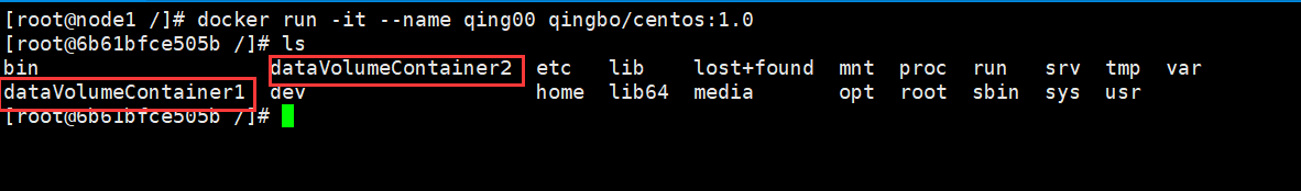 因为qingbo/centos:1.0这个镜像是我们刚刚根据DockerFile创建的，所以当然会有这两个数据卷