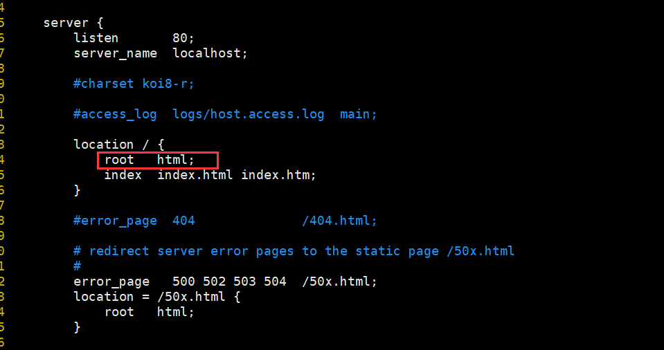 从/usr/local/nginx/conf下的nginx.conf可以看到相关信息